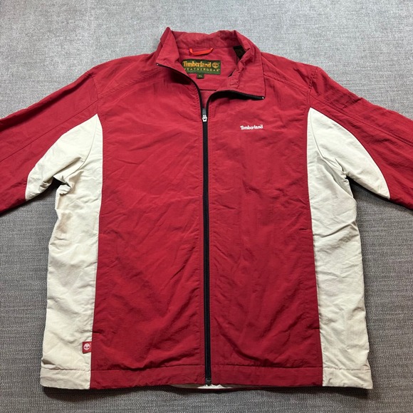 Timberland Other - Timberland‎ Windbreaker Jacket Mens XL Red Cream   Weathergear Colorblock Zip